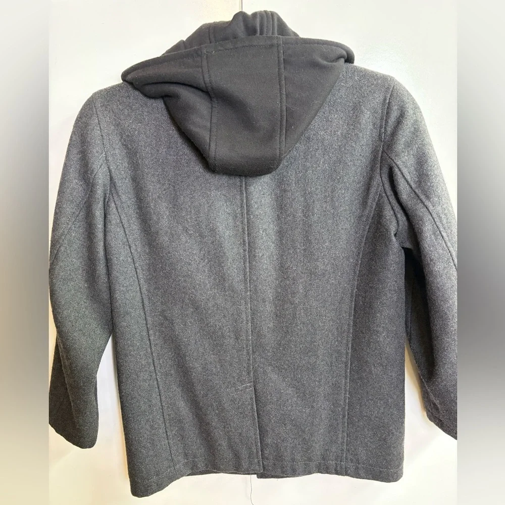 Black Rivet Men's Medium Wool Blend Military Field Jacket Charcoal Gray Hooded